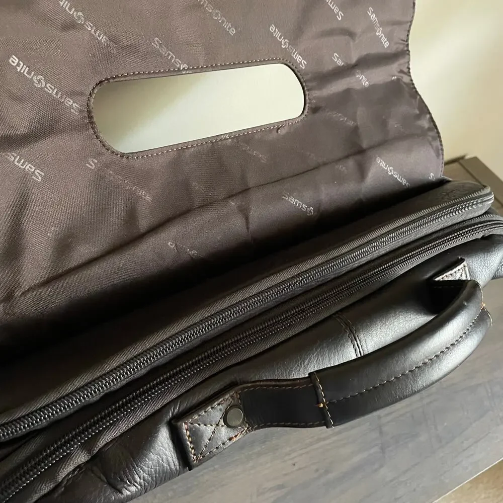 Samsonite Colombian Leather Flap Over Messenger Bag Brown Briefcase Laptop Bag